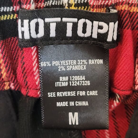 Hot Topic Plaid Split Leg Pants Removable chain Academia Medium Tartan Red Black - Picture 8 of 14